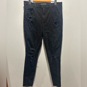 DYNDNM KATE, size 31, black distressed jeans, skinny leg, stretchy